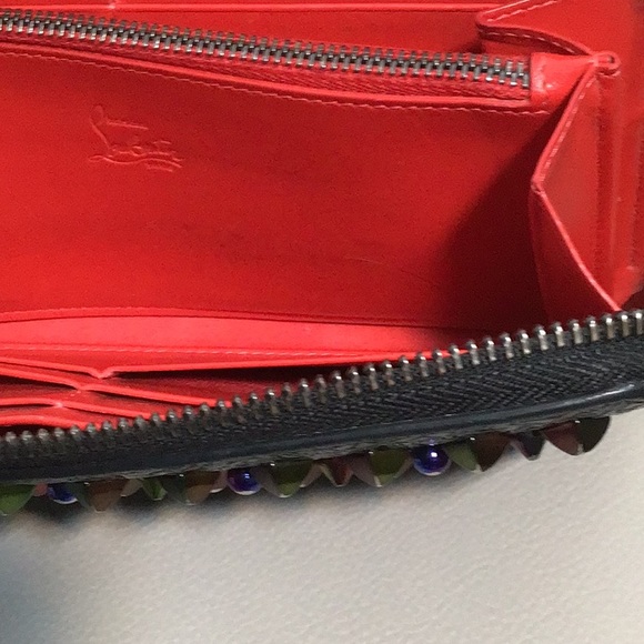 EUC. CHRISTIAN LOUBOUTIN Panettone Spike Long Zip Around Wallet in Black Multi - Picture 9 of 15
